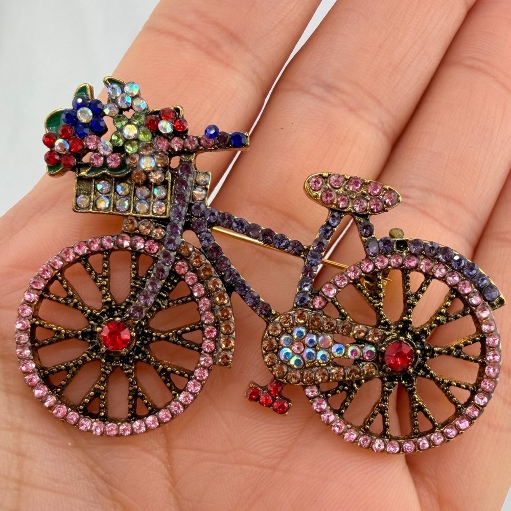 Anthropologie Multicolor Bicycle Brooch